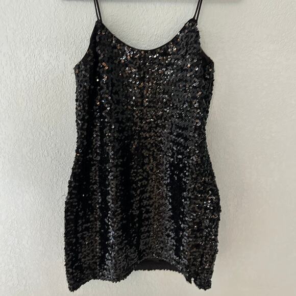 VINTAGE ROBERTA Women's Sequin Camisole Top Black Size XL Thin Strap Party - Picture 4 of 7